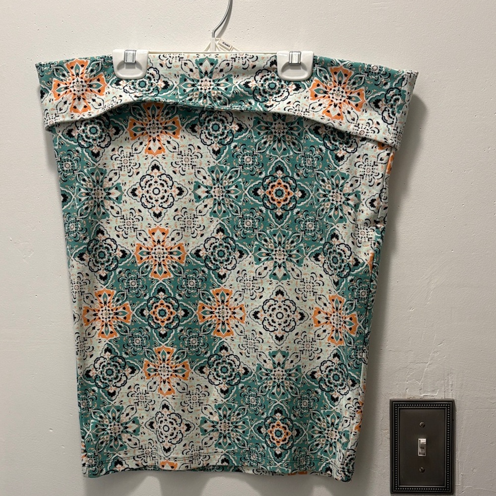 Patterned Skirt with Orange and Green Accents